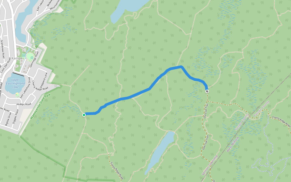 Cherry Ridge Road walking route map in Vernon Township