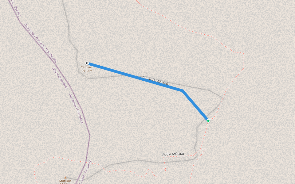 Λούκι Στεφανιού walking route map in Litochoro