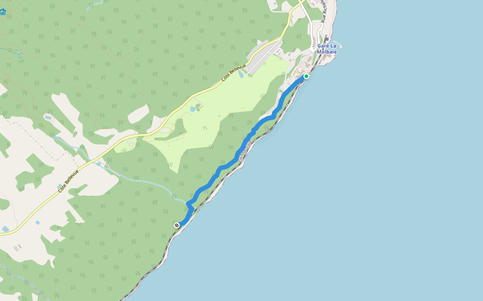 Sentier du Fleuve walking route map in La Malbaie
