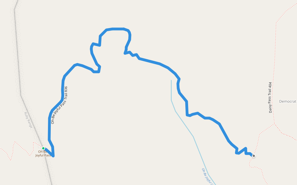 Oh-Be-Joyful Pass Trail 836 walking route map in Crested Butte