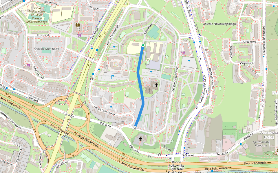 Radzyńska walking route map in Lublin