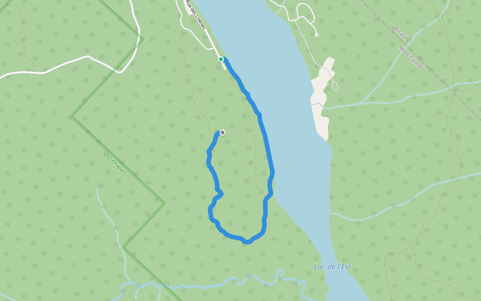 Sentier des pointes walking route map in Mont-Carmel