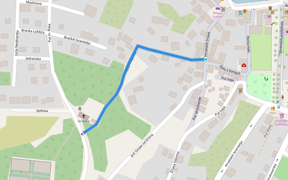 Alojzija Stepinca walking route map in Sutivan