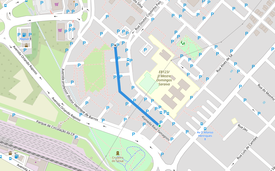 Alameda João Andrade Corvo walking route map in Algueirão-Mem Martins