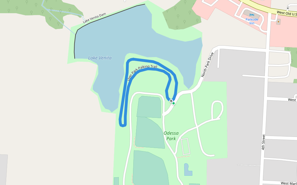 Dyer Park Palking Trail walking route map in Odessa