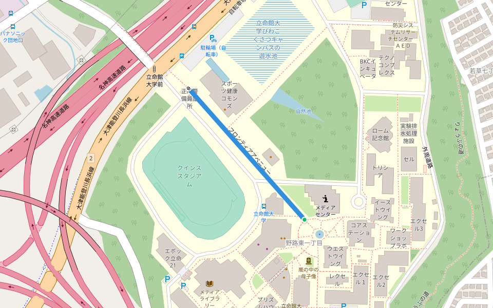 フロンティアアベニュー walking route map in Kusatsu