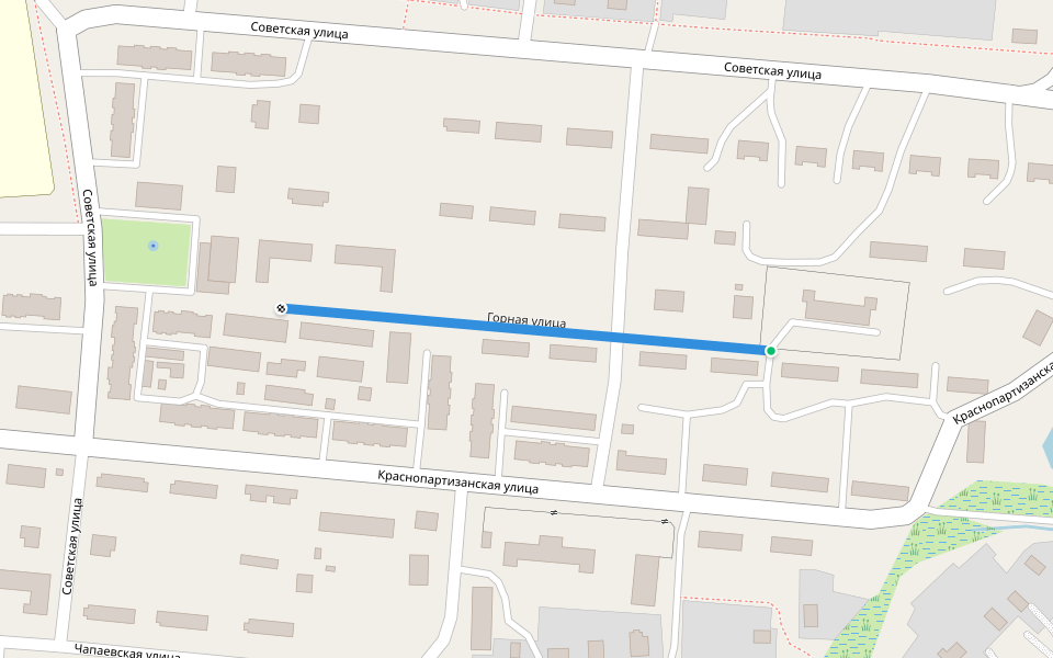 Горная улица walking route map in Gornyi