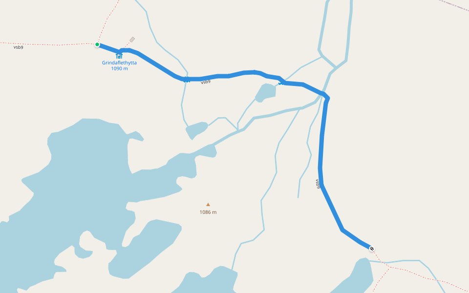 vsb9 walking route map in Gudvangen