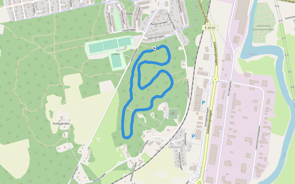 Leksbergs elljusspår walking route map in Mariestad
