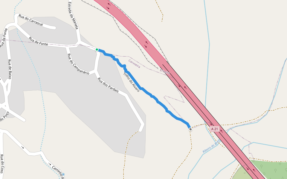 Trilho do Álvaro walking route map in Ericeira