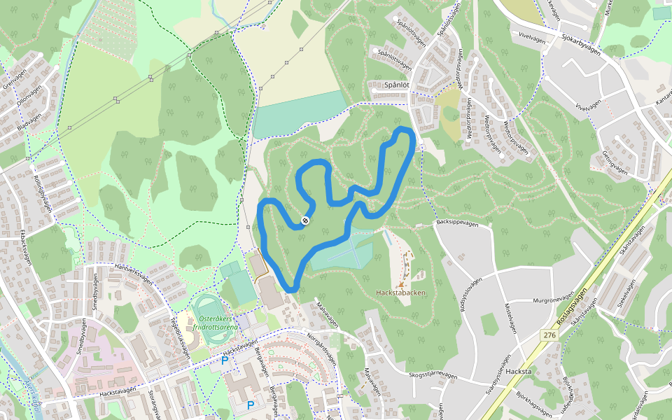 Elljusspår 2,5km walking route map in Åkersberga