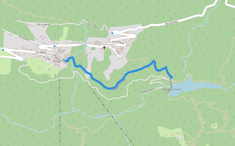 Sentiero alla Diga walking route map in S