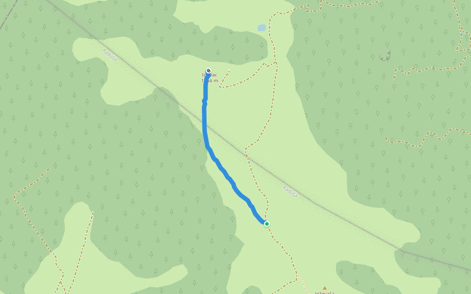Idovac walking route map in Zahum