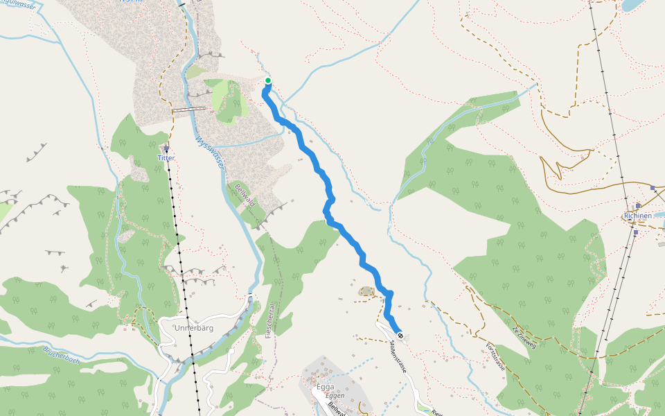 Obflieweg walking route map in Bellwald