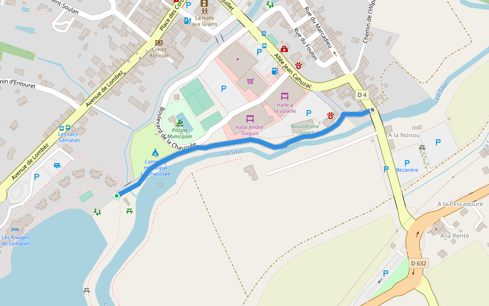 La Promenade de la Digue walking route map in Samatan
