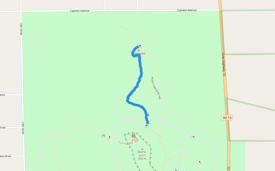 Chickadee Rock Nature Trail (0.34 mi) walking route map in Friendship