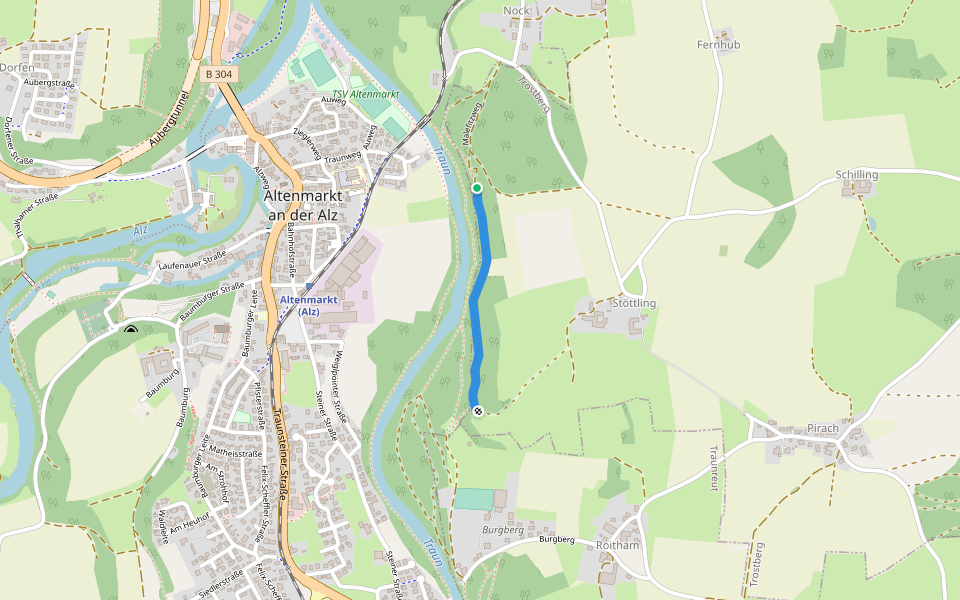 Malefitzweg walking route map in Altenmarkt an der Alz