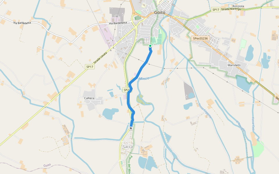 Ciclabile Goito-Sacca walking route map in Goito