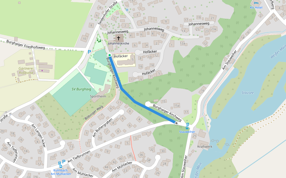 Burghaiger Kirchweg walking route map in Kulmbach