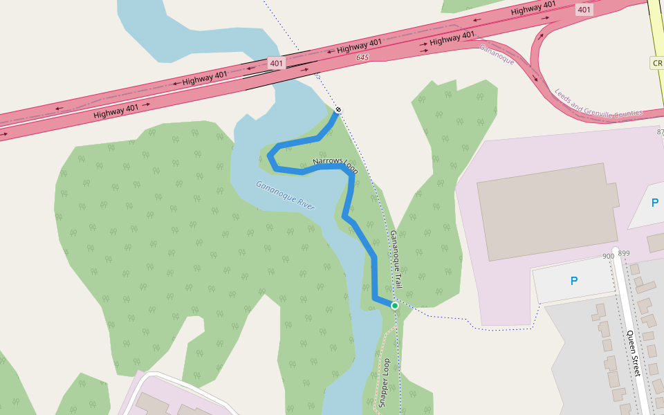 Narrows Loop walking route map in Gananoque