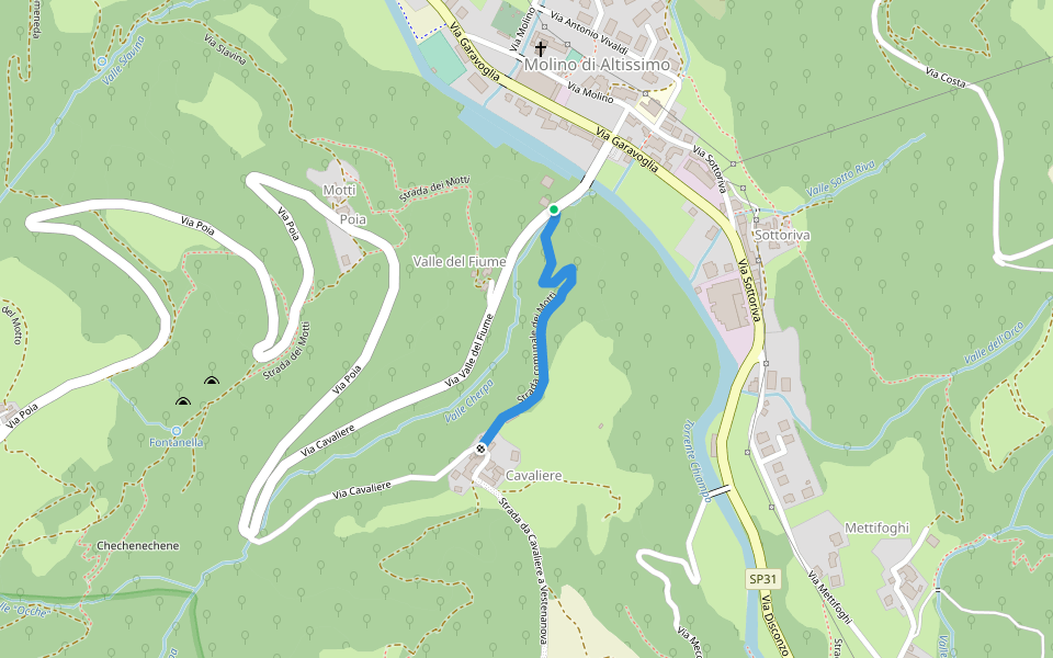 Strada comunale dei Motti walking route map in Molino-mozzi-bittarelli