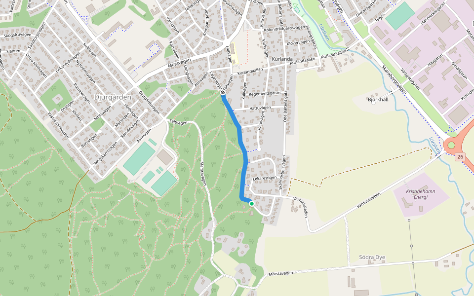 Kullhagsbacken walking route map in Kristinehamn