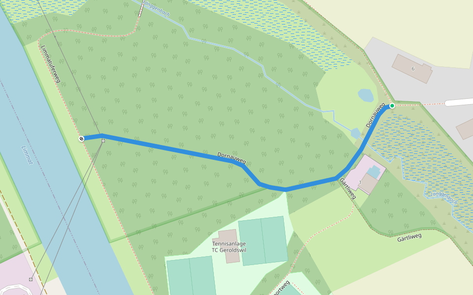 Dornauweg walking route map in Geroldswil