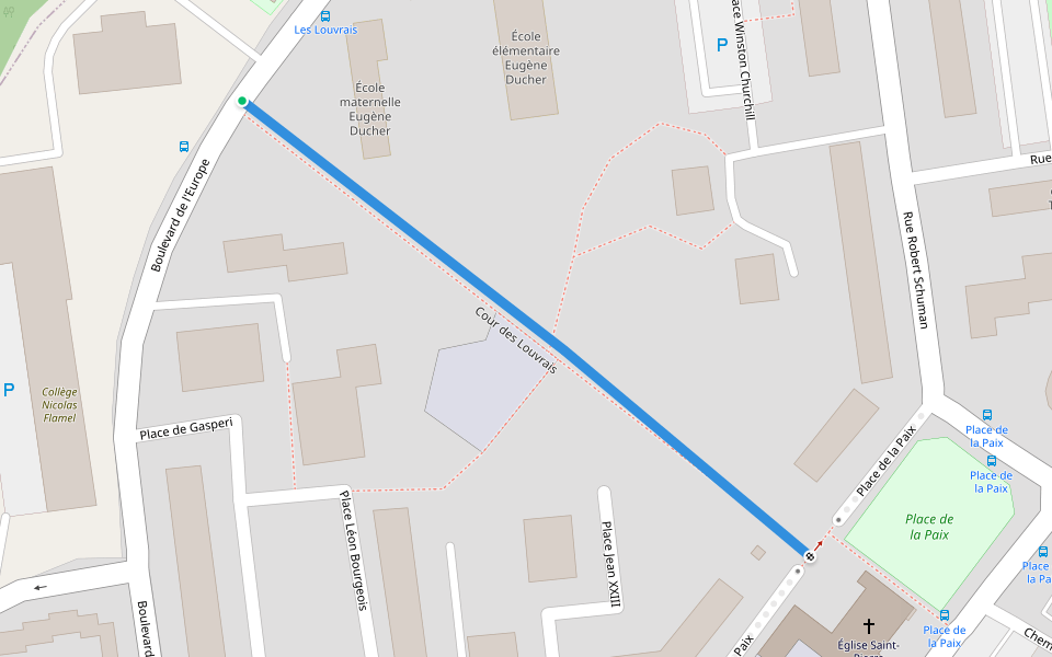 Cour des Louvrais walking route map in Pontoise