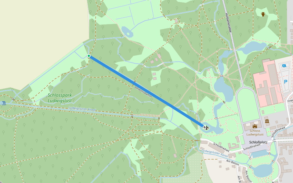 Johannisdamm walking route map in Ludwigslust
