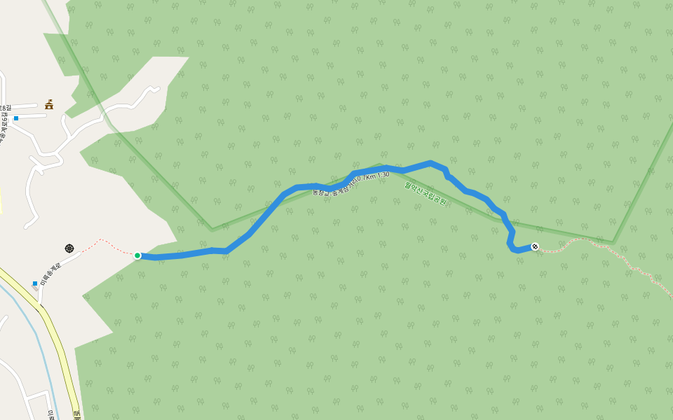 동창교-송계삼거리 0.7Km 1:30 walking route map in Jecheon