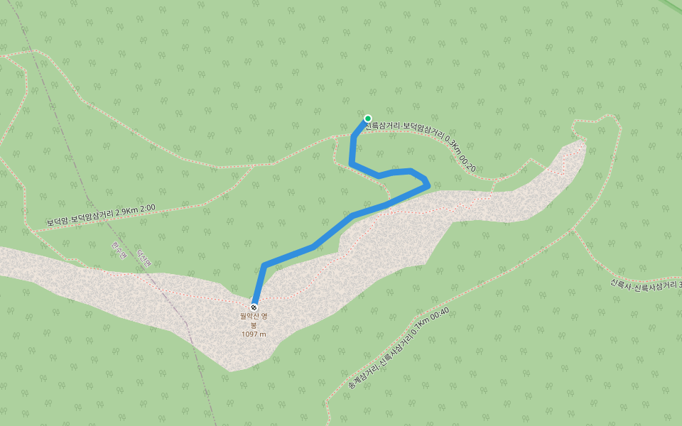 보덕암삼거리-영봉 0.3Km 1:00 walking route map in Jecheon-si