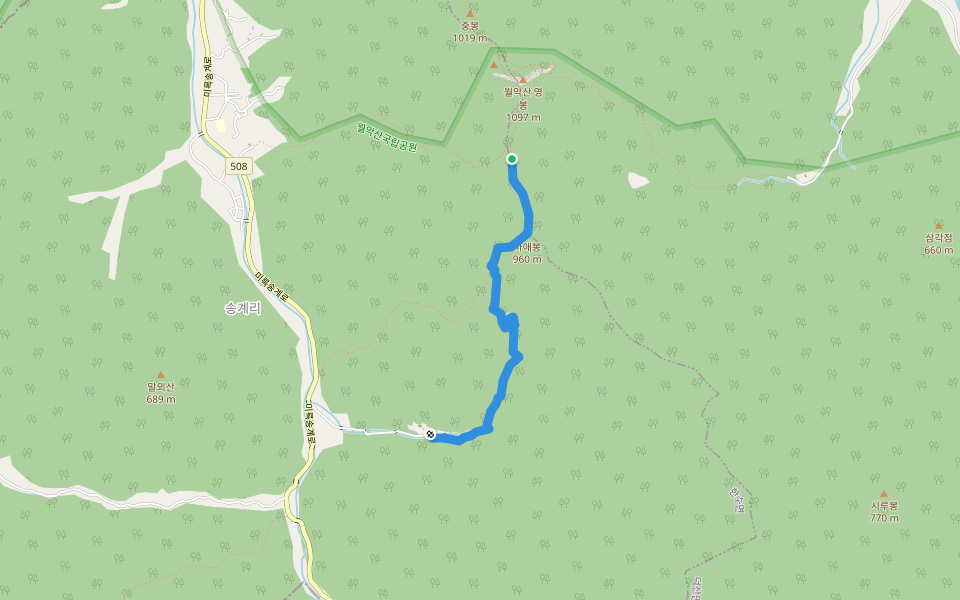 덕주사-송계삼거리 4.1Km 2:10 walking route map in Jecheon-si