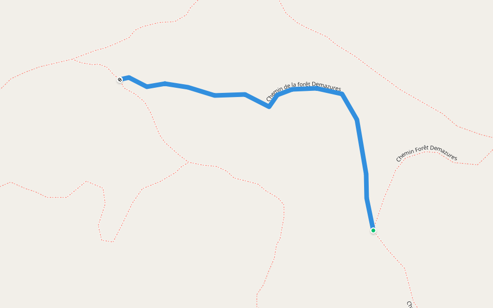 Chemin de la forêt Demazures walking route map in La Coulee