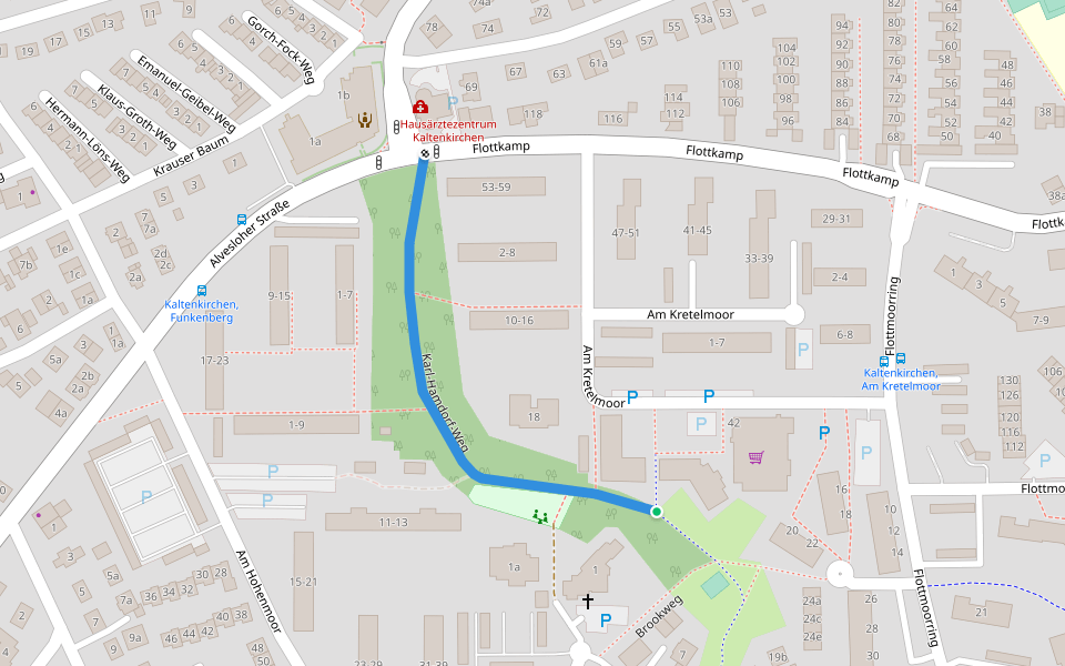 Karl-Hamdorf-Weg walking route map in Kaltenkirchen