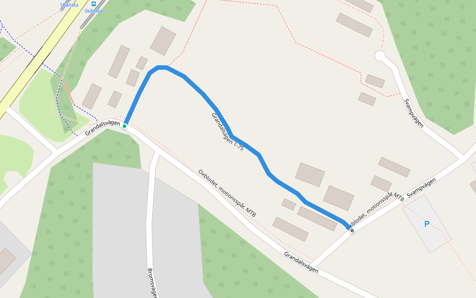 Grandalsägen 1-75 walking route map in Åkersberga