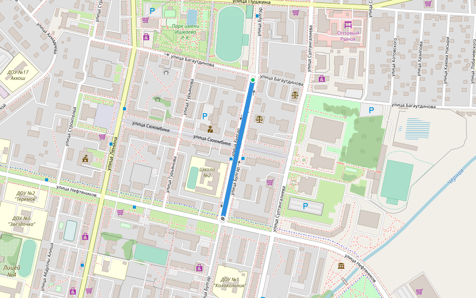 аллея Героев walking route map in Aznakayevo