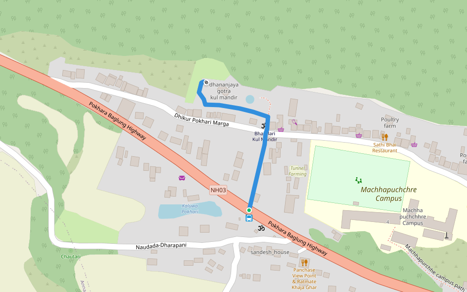 FIXME walking route map in Dhikur Pokhari