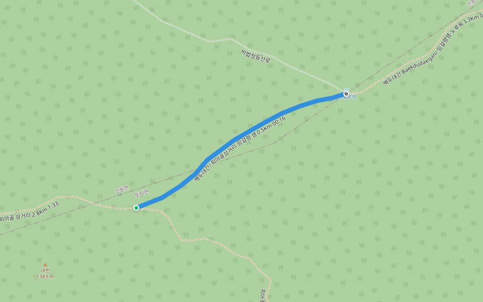 백두대간/ 피아골삼거리-임걸령 샘 0.5Km 00:16 walking route map in Gurye-gun