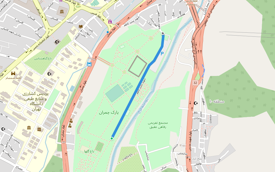 شهید مجید کاظم walking route map in Karaj
