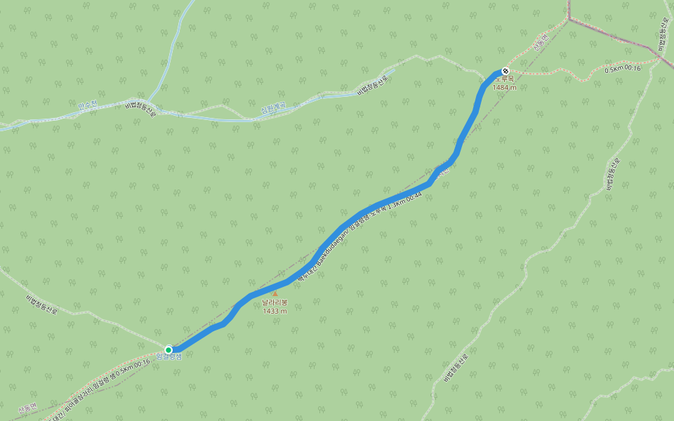 백두대간 Baekdudaegan/ 임걸령샘-노루목 1.3Km 00:44 walking route map in Gurye-gun