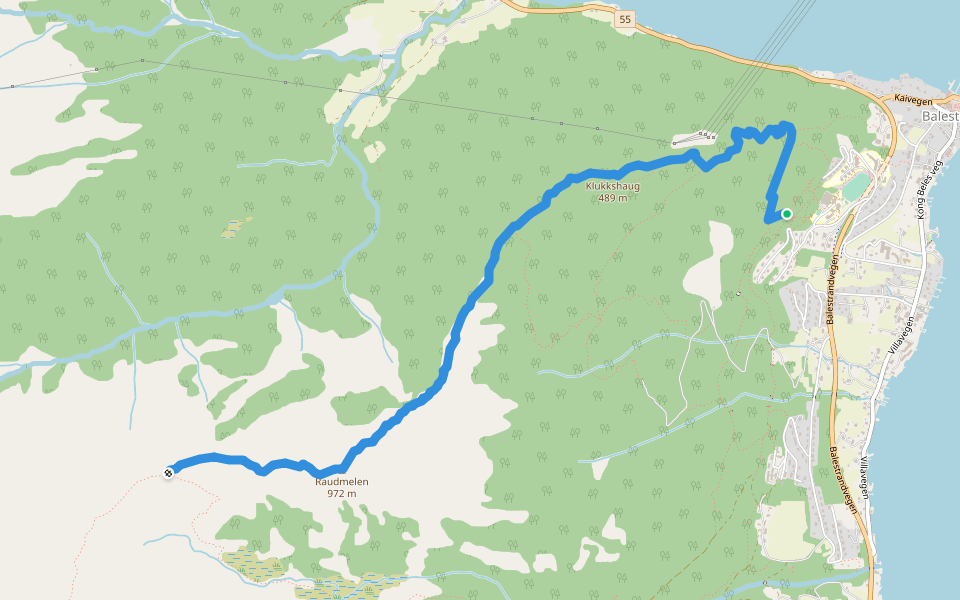 Route 7 walking route map in Balestrand