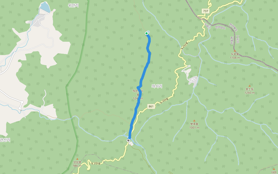 백두대간 / 묘봉치-성삼재 3,4Km 1:51 walking route map in Gurye-gun