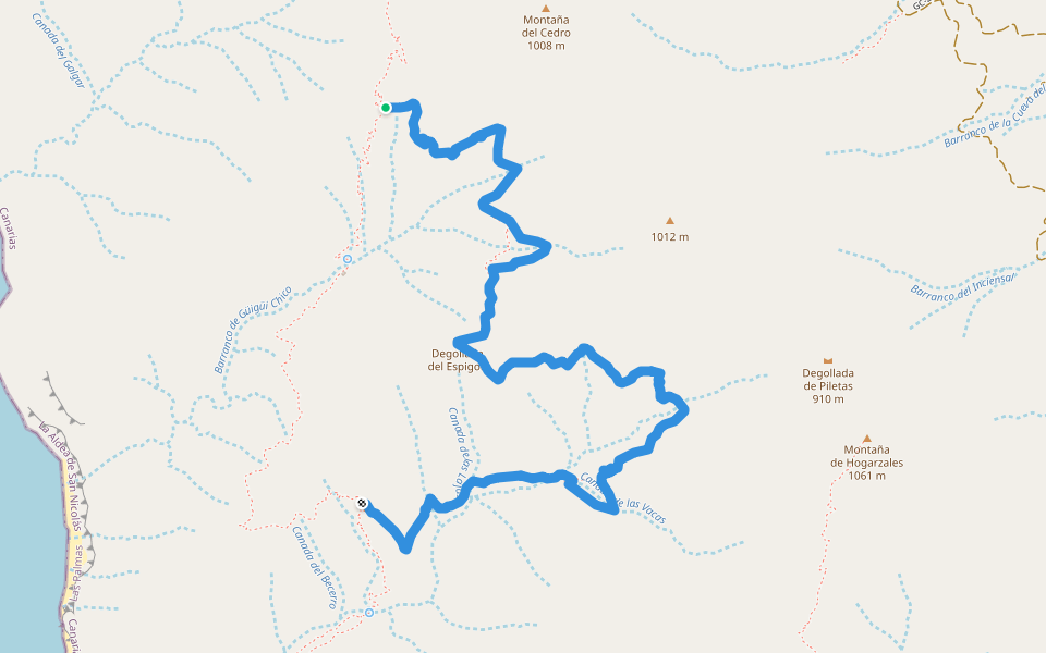 Camino de La Medialuna walking route map in Artejévez