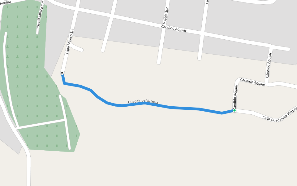 Guadalupe Victoria walking route map in Las Varas