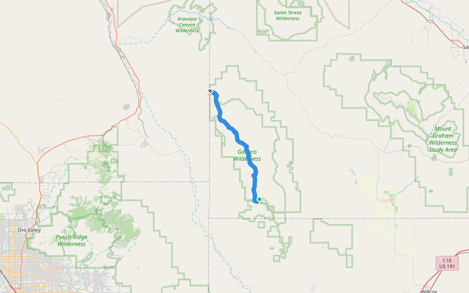 West Divide Trail #289 walking route map in Willcox