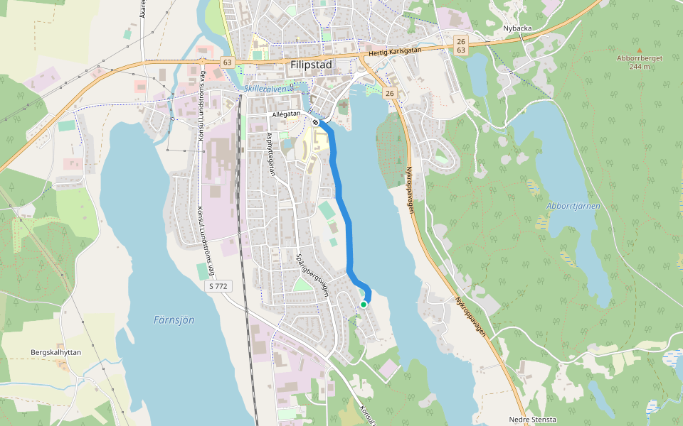Strandpromenaden walking route map in Filipstad