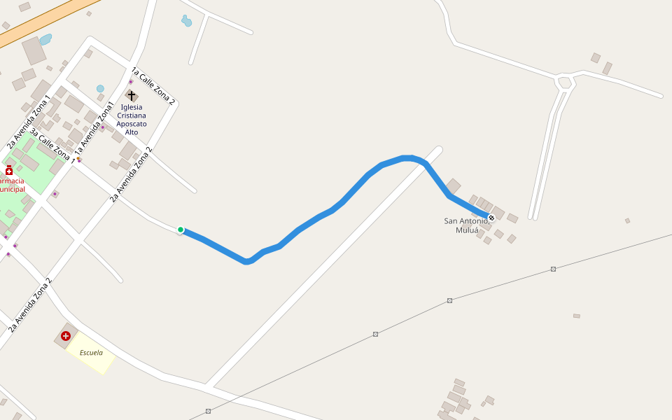 terracería walking route map in Santa Cruz Muluá