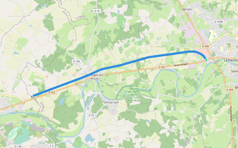 Ancienne Ligne La Flèche- Angers walking route map in La Flèche