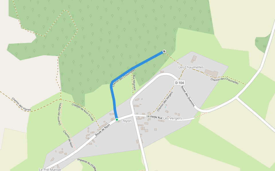Chemin des Chaumelles walking route map in Vaux d'Amognes