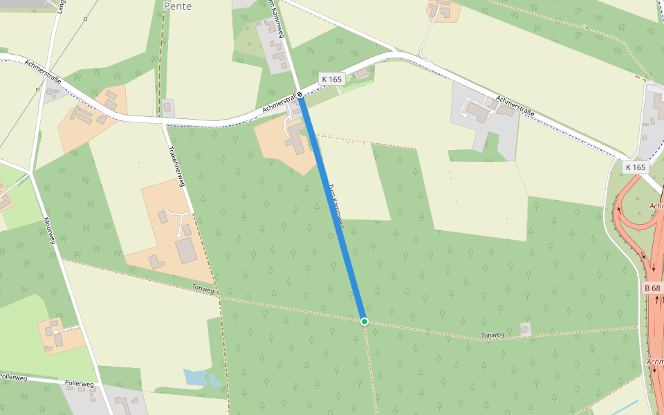 Zum Kammweg walking route map in Bramsche